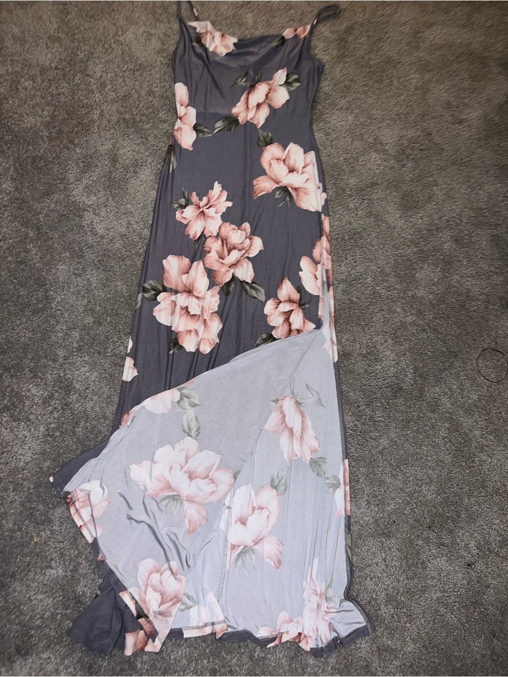 Windsor Charcoal Maxi Dress with Blush Floral Print - Picture 3 of 5